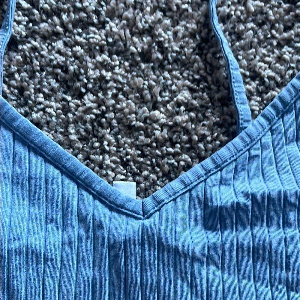 H&M Light Blue Ribbed Crop Top Tank Top - Picture 4 of 7